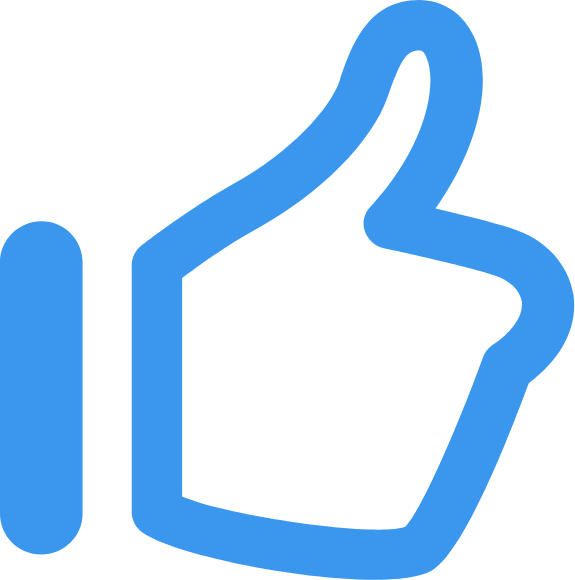 A blue thumbs-up icon